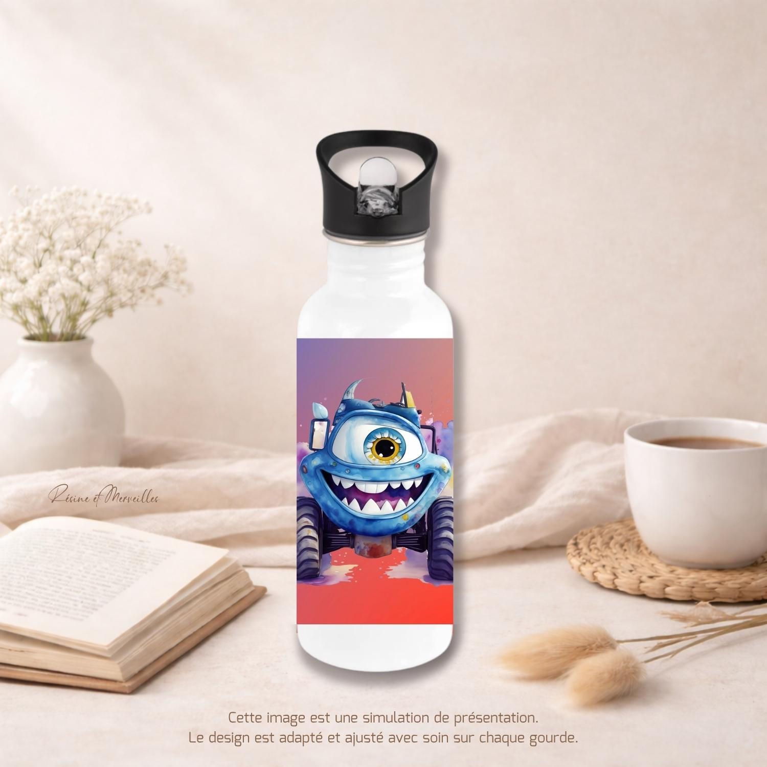 Gourde personnalisée prénom – univers enfant garçon et ludique 🧸🚗✨