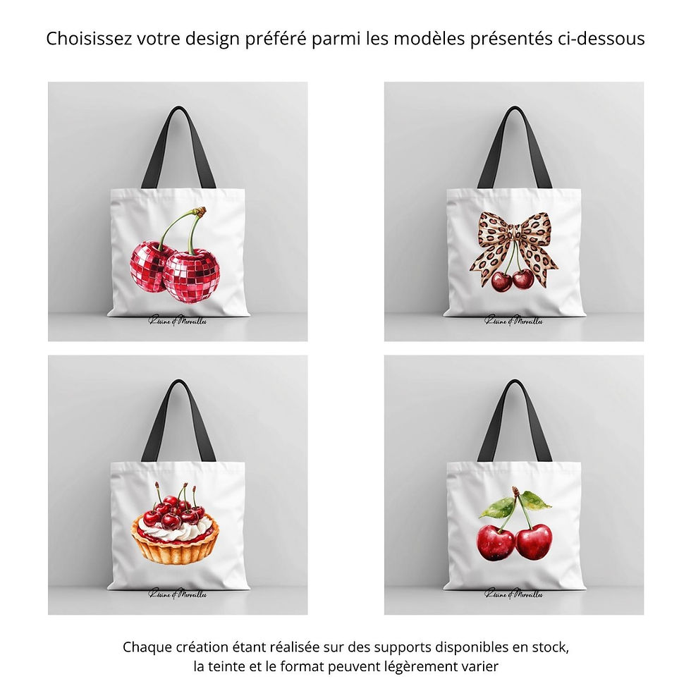 Miniature : Tote bag cerises – designs gourmands et tendance
