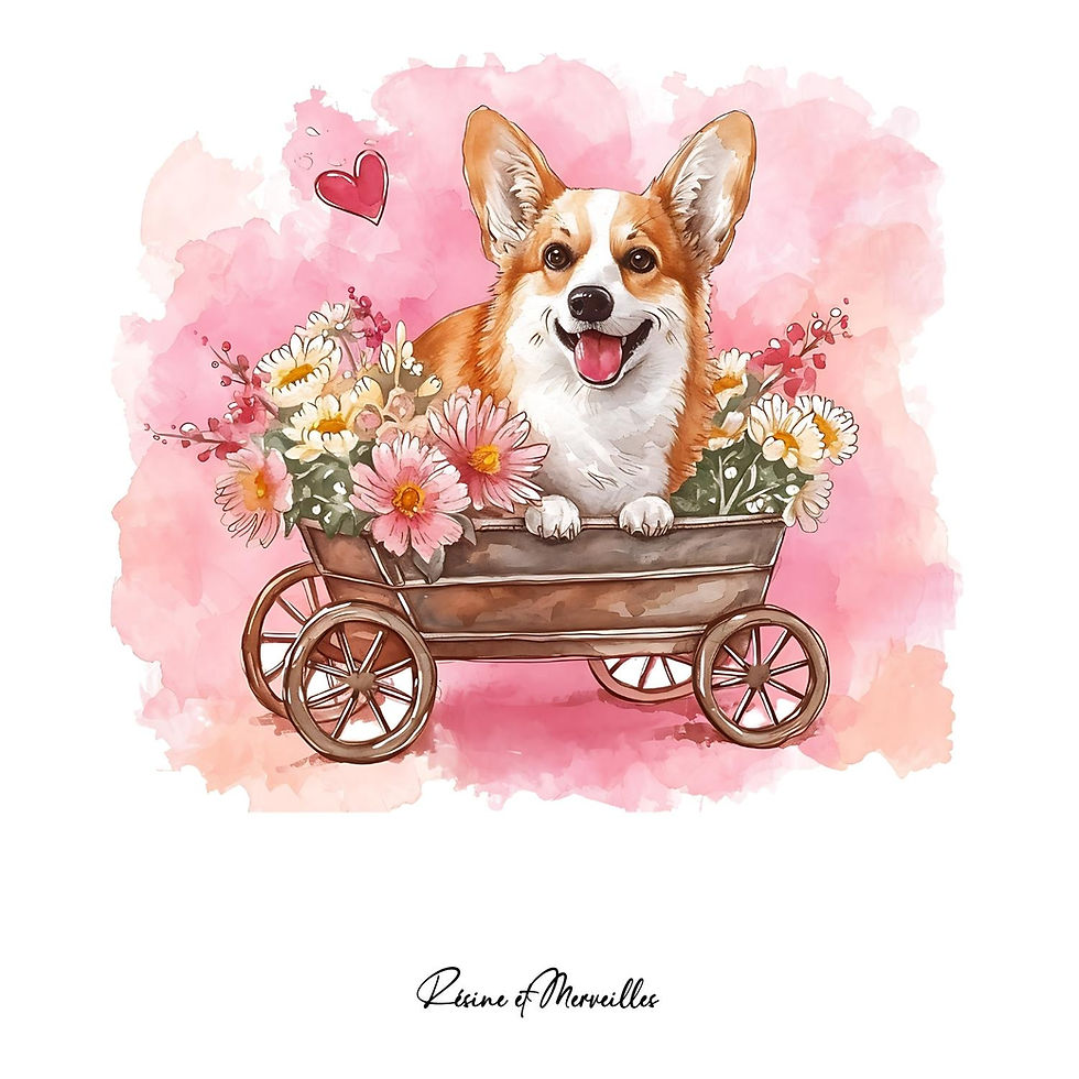 Miniature : Pochette personnalisable - chiens adorables – designs doux et fleuris