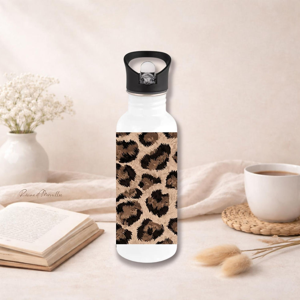 Miniature : Coffret cadeau léopard personnalisé – Mug, gourde et miroir – idée cadeau femme
