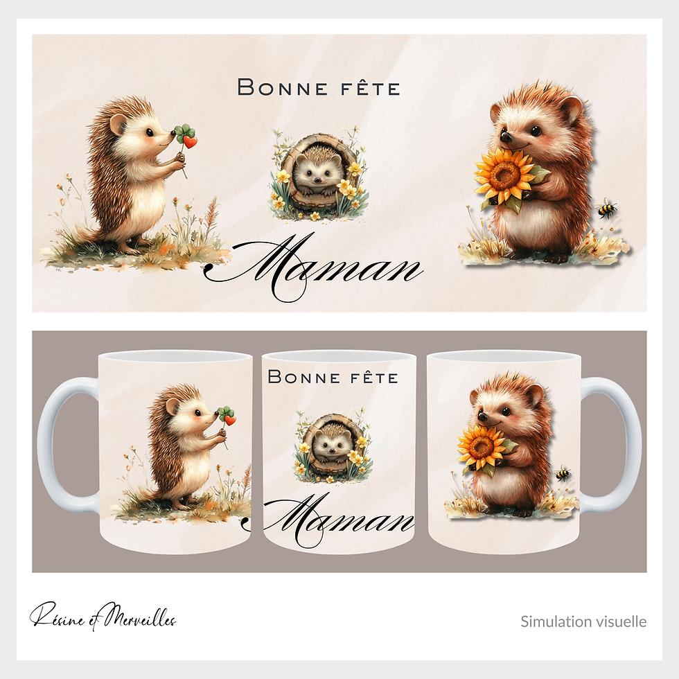 Miniature : Mug personnalisé fête des mères – Illustration tendre