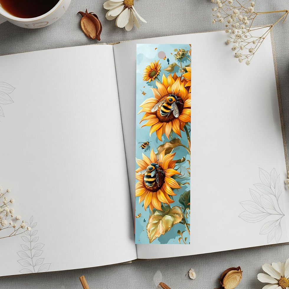 Miniature : Marque-page illustré – Tournesols & abeilles