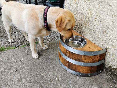 Single Dog Bowl Barrel Feeder (medium/large dog) White Stag Barrels