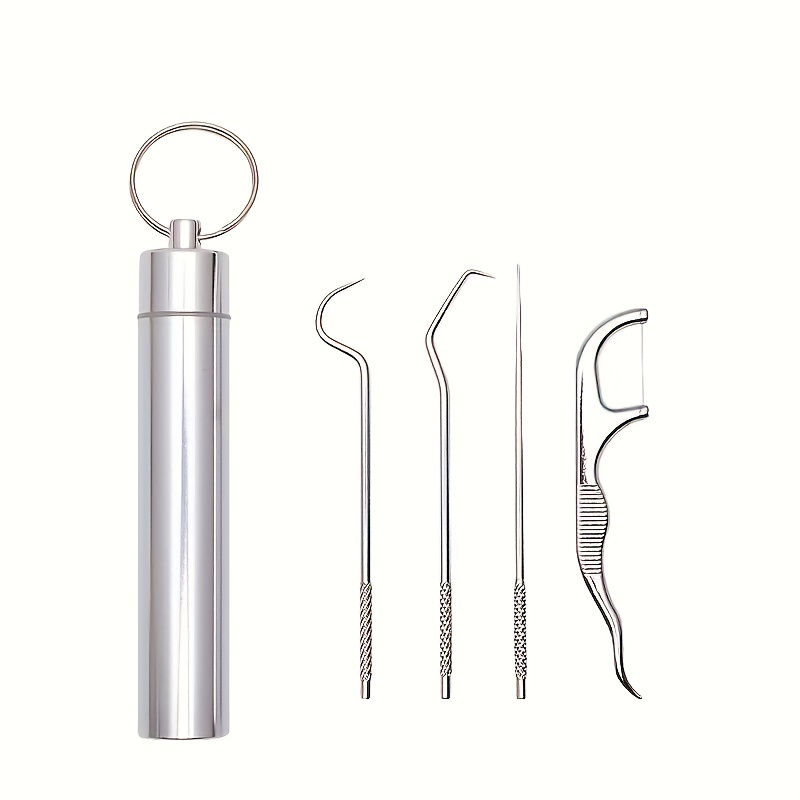 Thumbnail: 3/4/7pcs/set Stainless Steel Reusable Toothpick Set