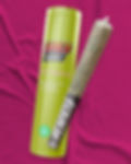 A green tube of SHRED Island Smoothie, with a large pre-roll.