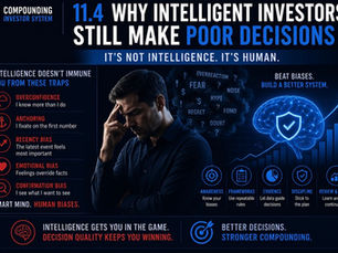 Thumbnail for “Why Intelligent Investors Still Make Poor Decisions” showing how behavioural biases such as overconfidence, anchoring, recency bias, emotional bias and confirmation bias can undermine investment decisions, while structured systems, evidence-based investing and disciplined review processes improve long-term compounding.