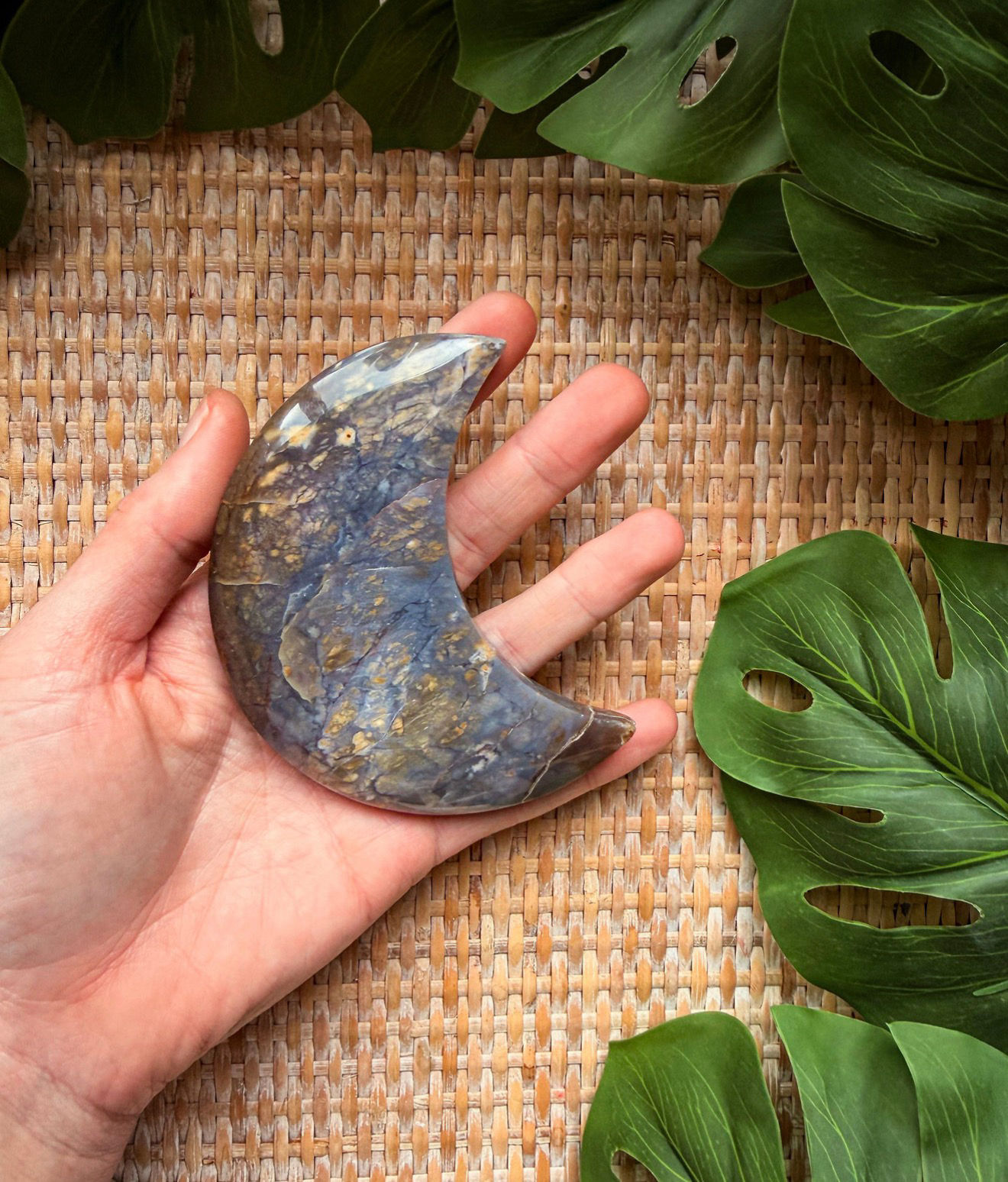 Large Purple Chalcedony Crescent Moon #1