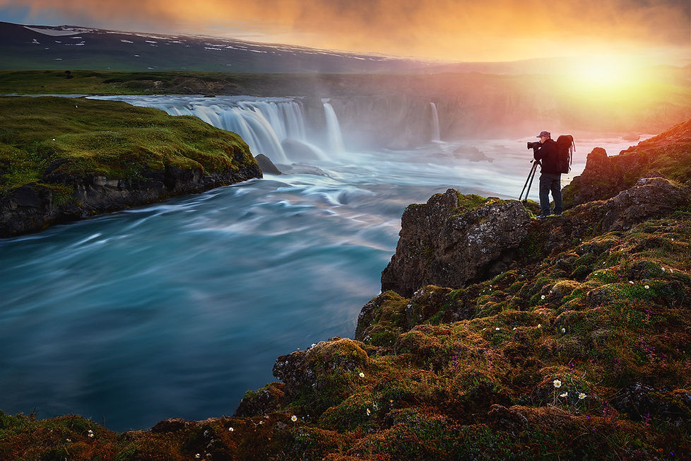 tramonto goðafoss - cascata degli idei Islanda nord