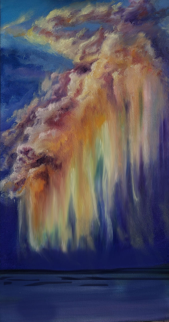 Rain Glow, Oil on Canvas, 15" X 30", $250.00