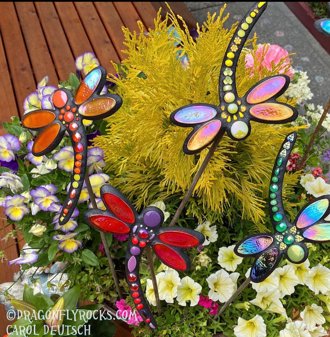 Dragonfly garden stakes 7”x5” $40