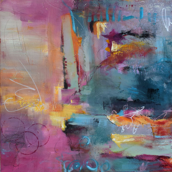 Harmony, 24" x 36" x 5/8", Acrylic and mixed media on canvas, $150