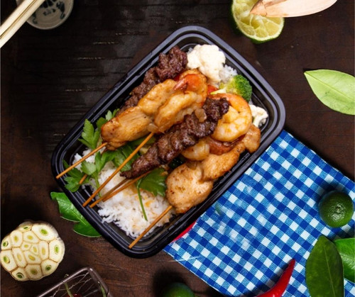 Skewers Chicken Beef Shrimp Chez Sak