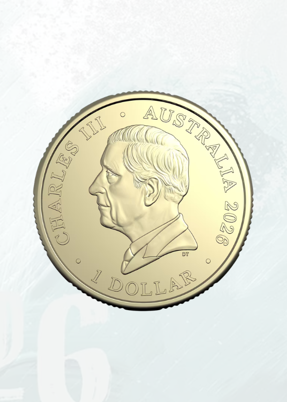 Thumbnail: 2026 $1 Aust. Winter Milano Cortina Olympic Team - Coloured Carded Coin