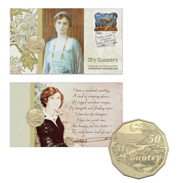 Thumbnail: 2025 50c Dorothea Mackellar Treasured Australian Poetry PNC 3 Set