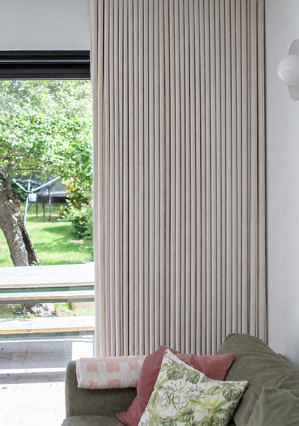 Full length curtains with wave heading