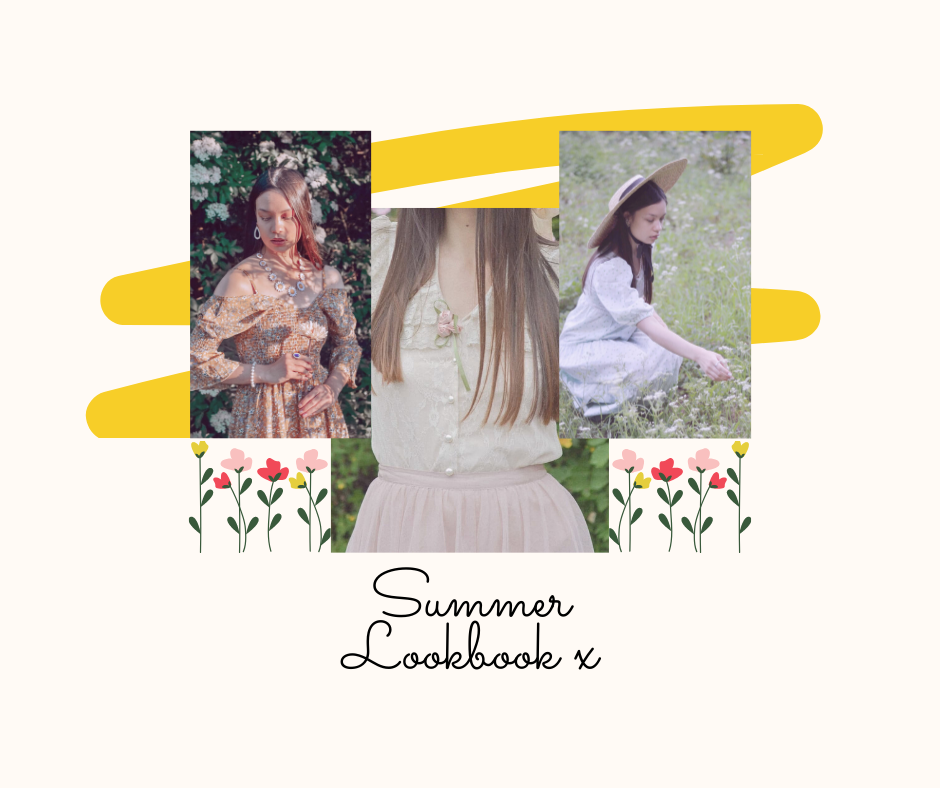 Collage of different summer fashion outfits.