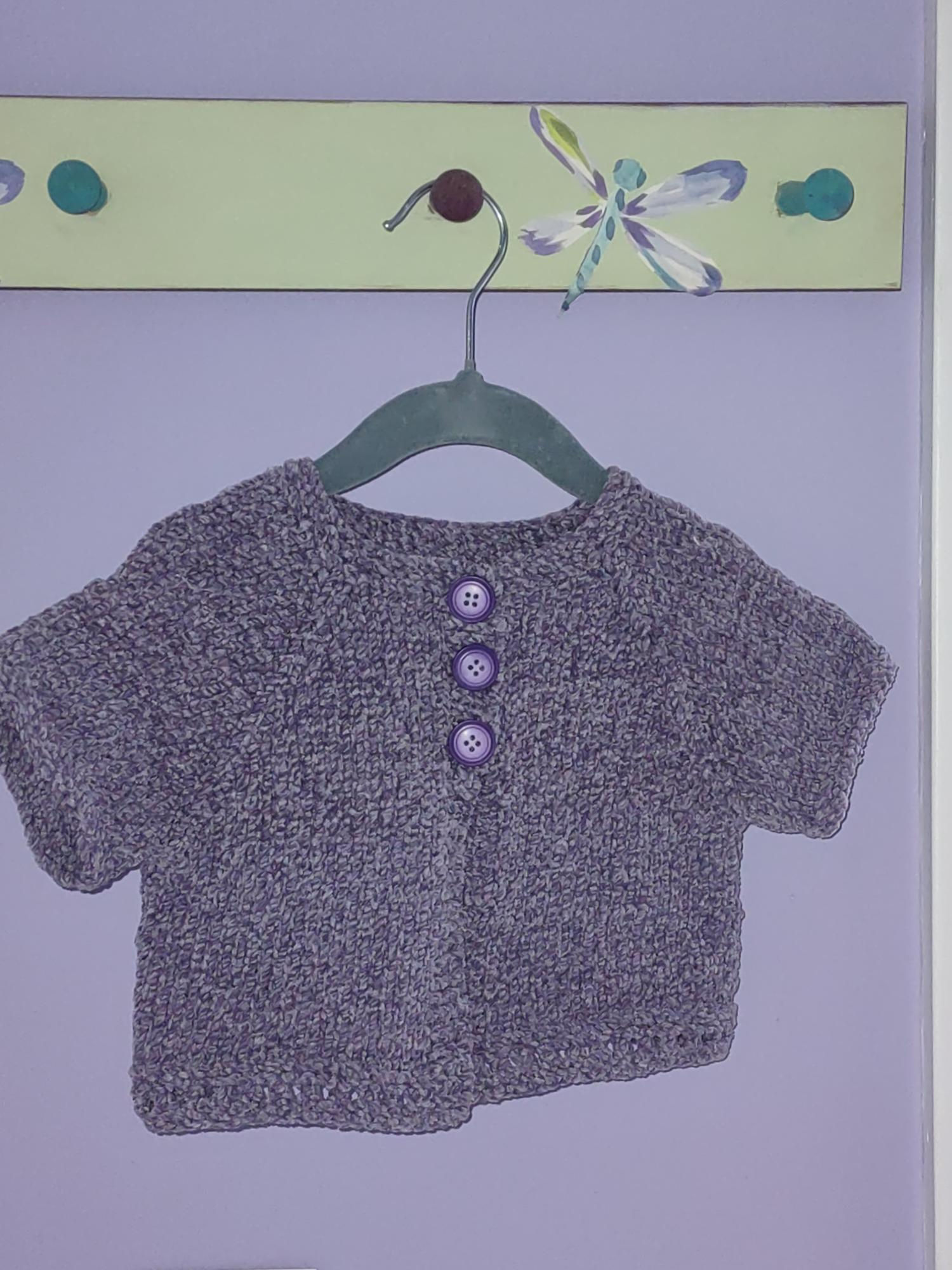 #159 SOLD Lavender chenille short sleeve purple buttons