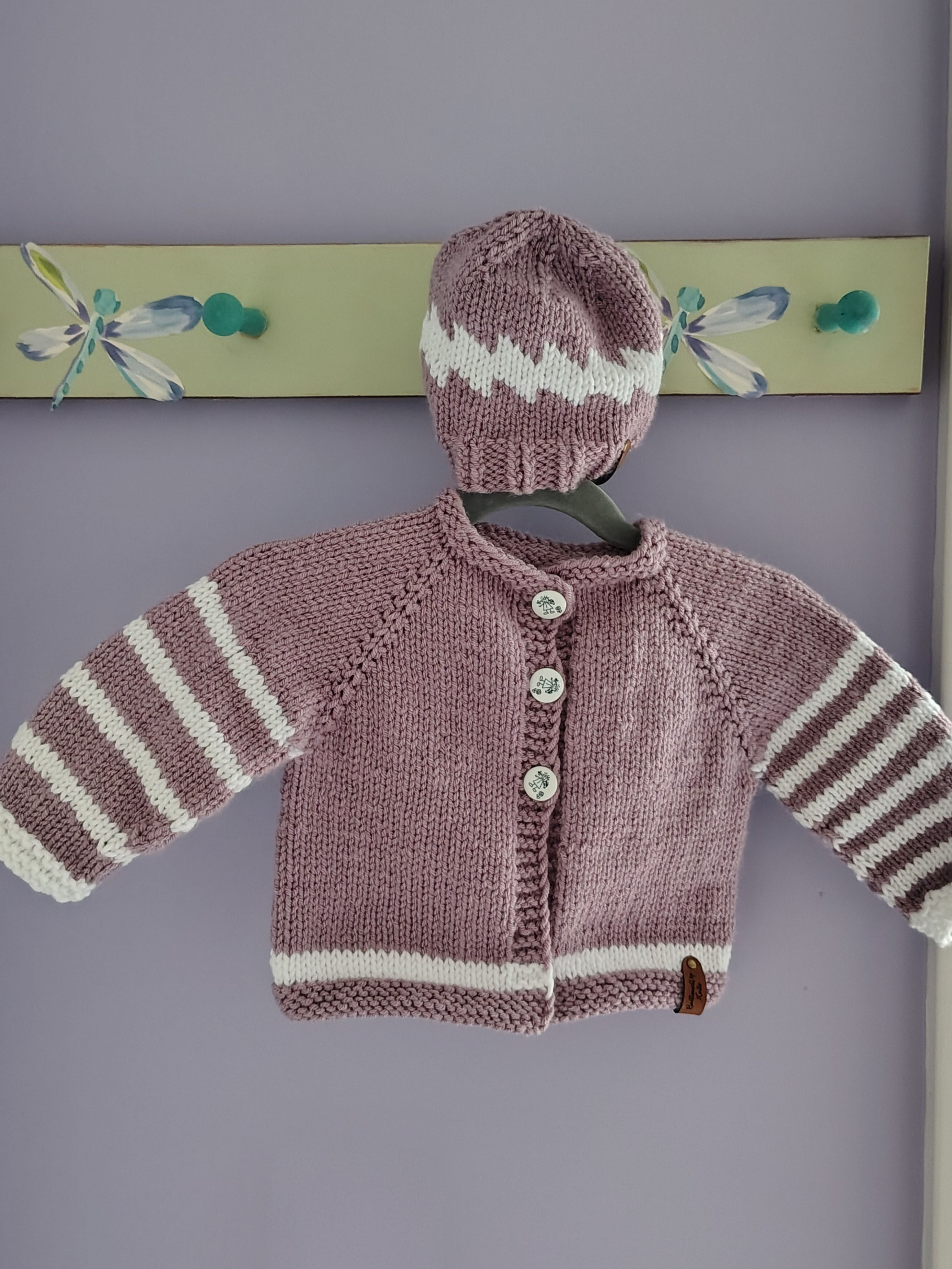 #293 Purple haze baby sweater with hat