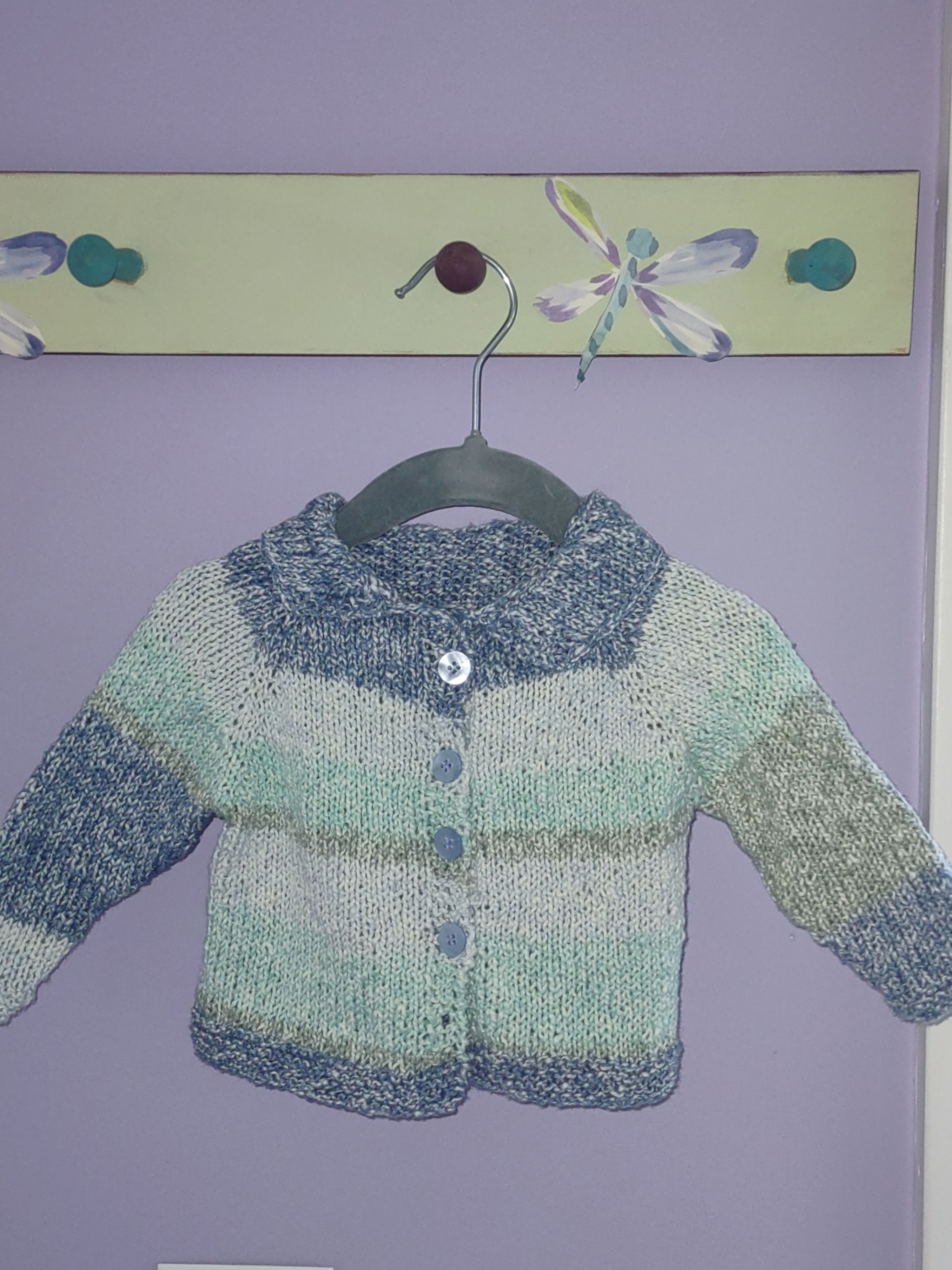 #228 SOLD Cotton Ripple cardigan in shades of blue