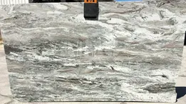 Slab of grey and white Indian marble with natural flowing vein patterns