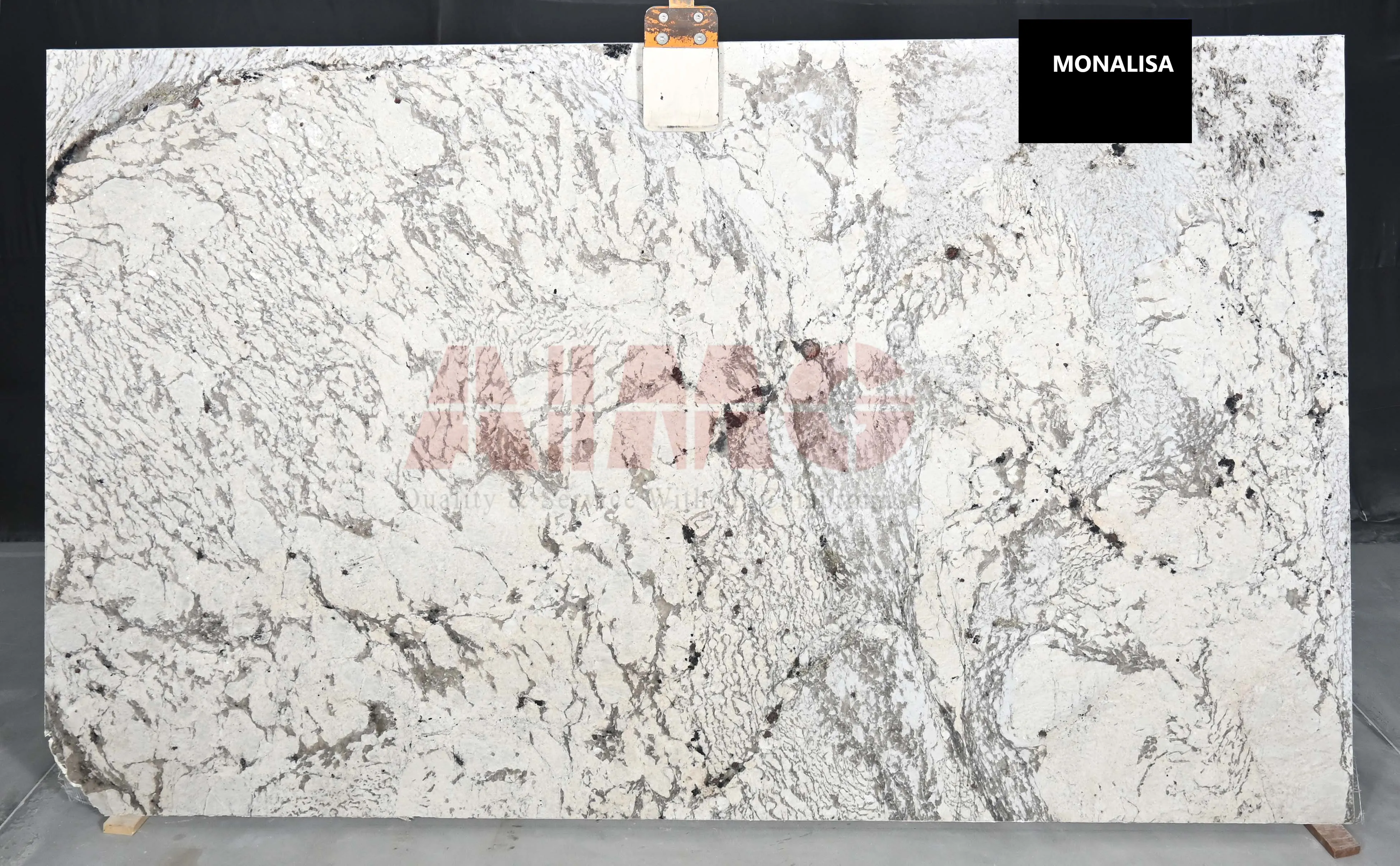 Monalisa Beige Granite slab by Aravali Marbles with elegant white and beige veining for premium kitchen counter applications