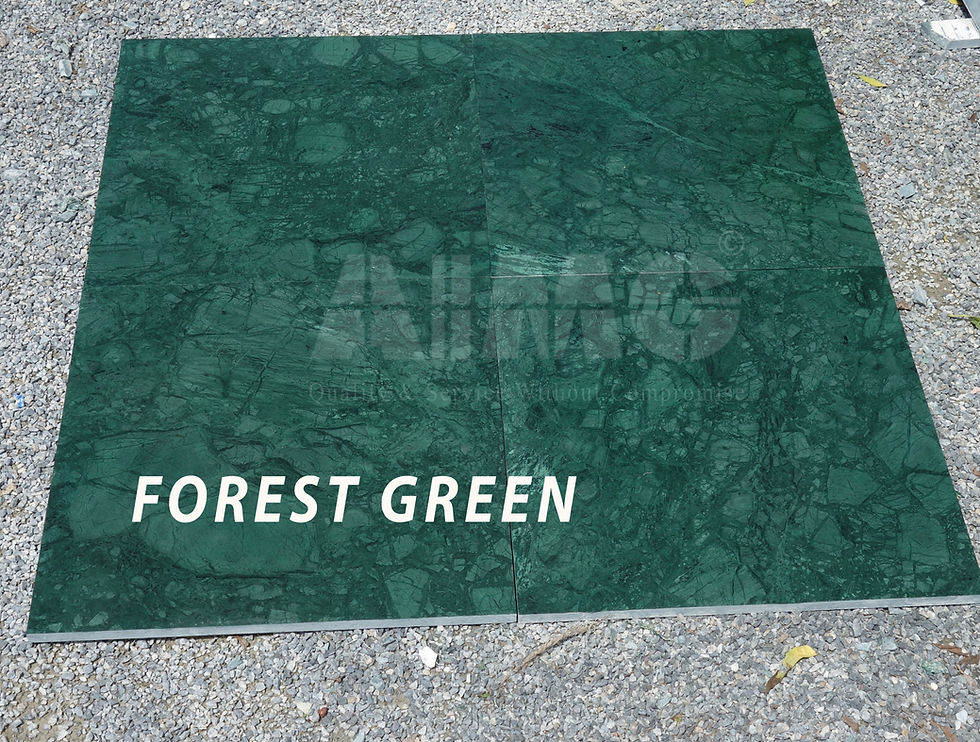 Forest Green Marble tiles by Aravali Marbles featuring rich dark green shades, natural veining, polished surface finish, and premium Indian marble quality for luxury flooring, wall cladding, countertops, and interior design projects.