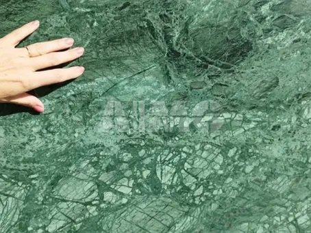 Aravali Marbles green marble slab showcasing rich natural veining and deep green tones