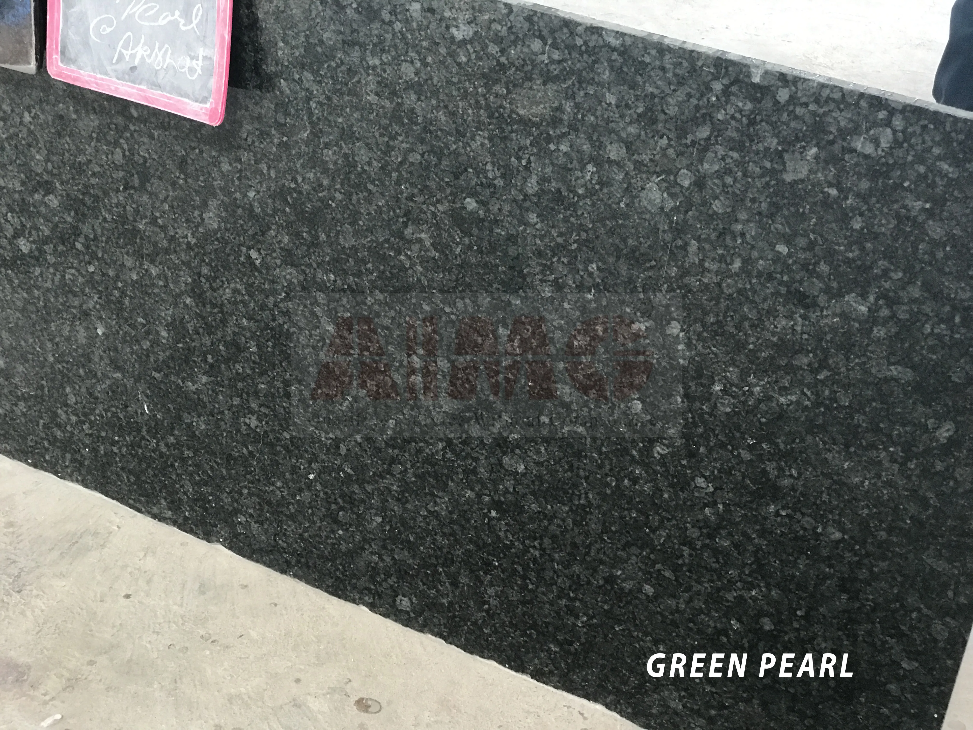 Emerald Pearl Green Granite slab by Aravali Marbles featuring deep green crystalline textures for premium kitchen countertops
