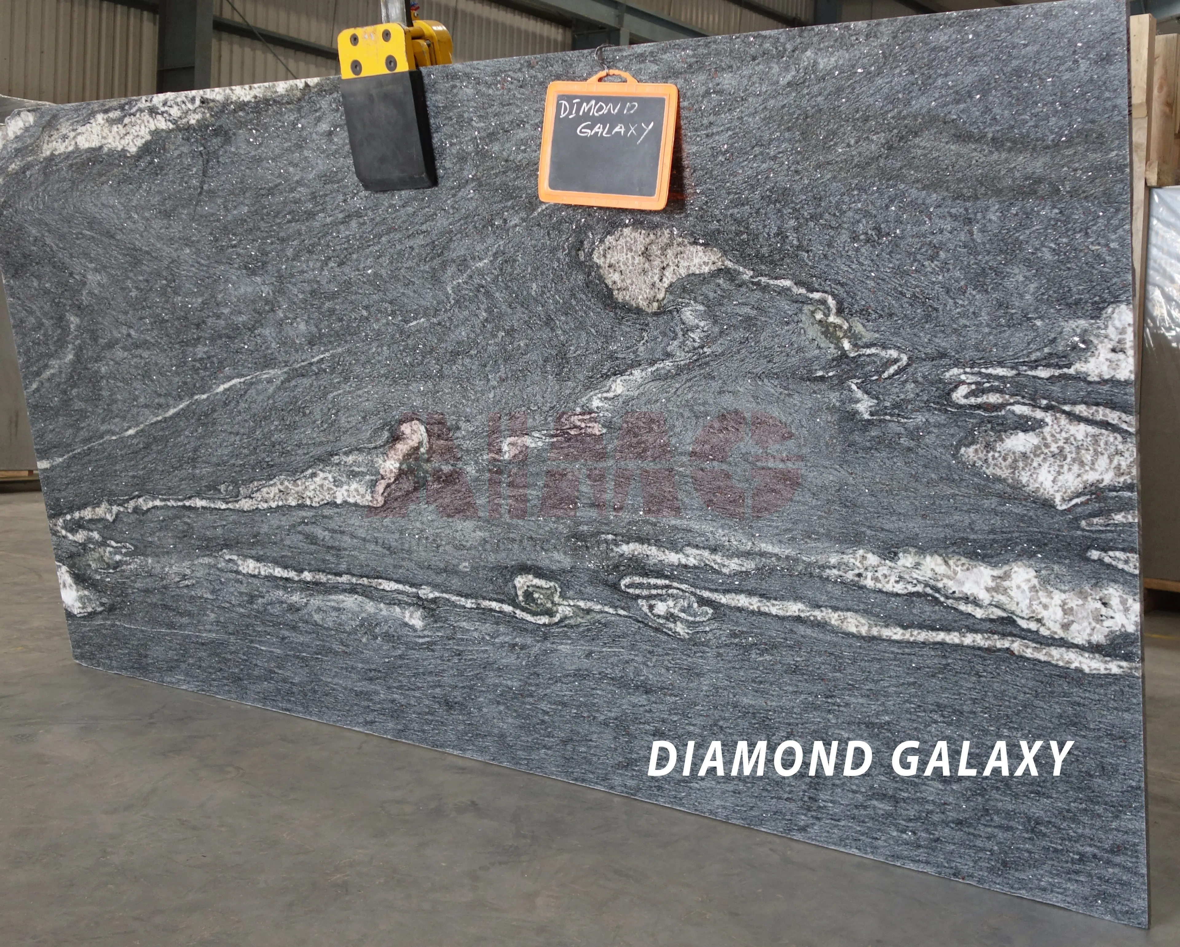 Diamond Galaxy Grey Granite slab by Aravali Marbles with dramatic natural veining for luxury kitchen countertops and wall applications