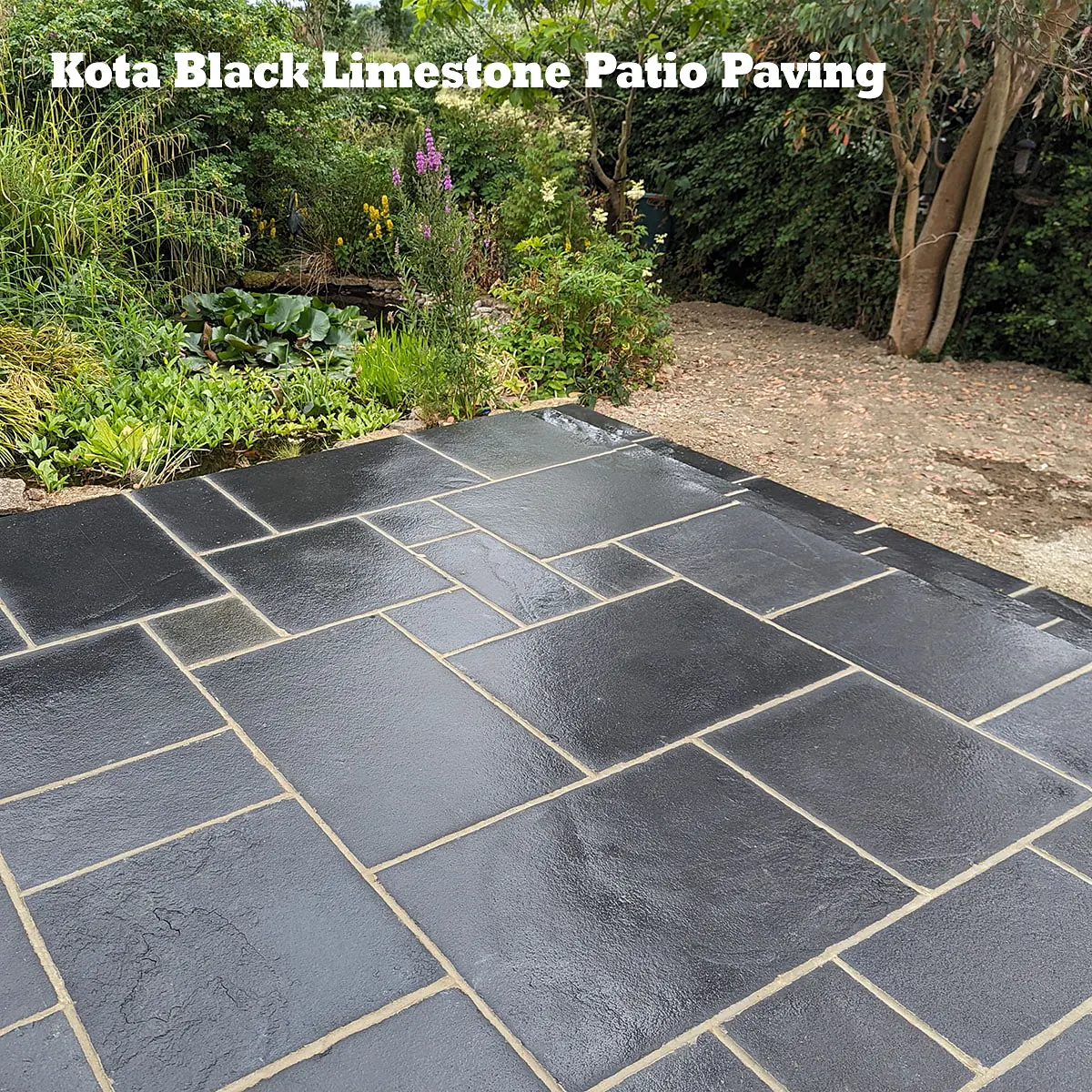Kota Black Limestone Patio Paving from Aravali Marbles
