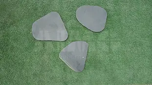 High-quality Black Basalt Stepping Stones ready for export by Aravali Marbles.