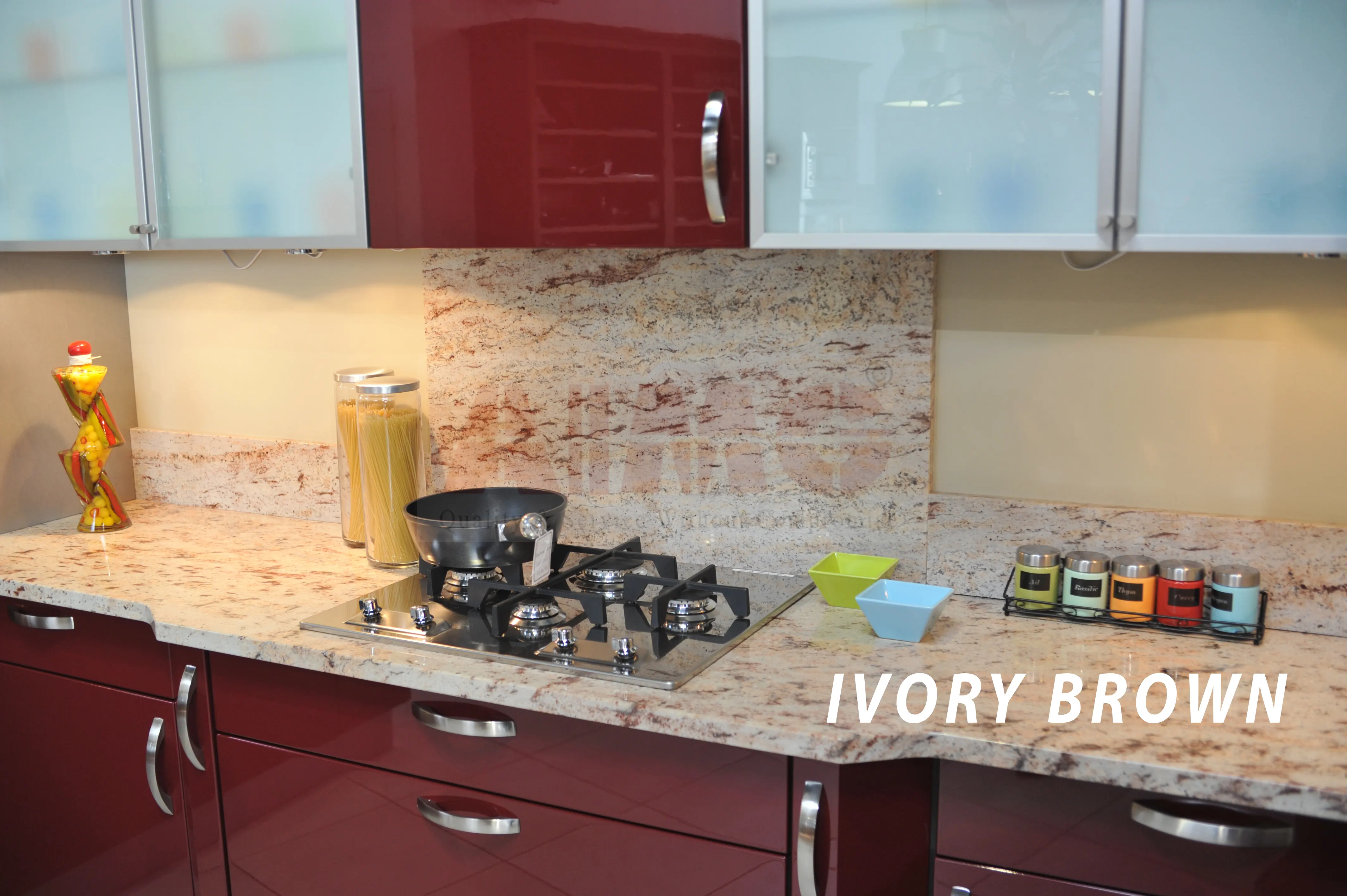 Ivory Brown Granite kitchen countertop by Aravali Marbles showcasing warm beige and brown textures for modern modular kitchens