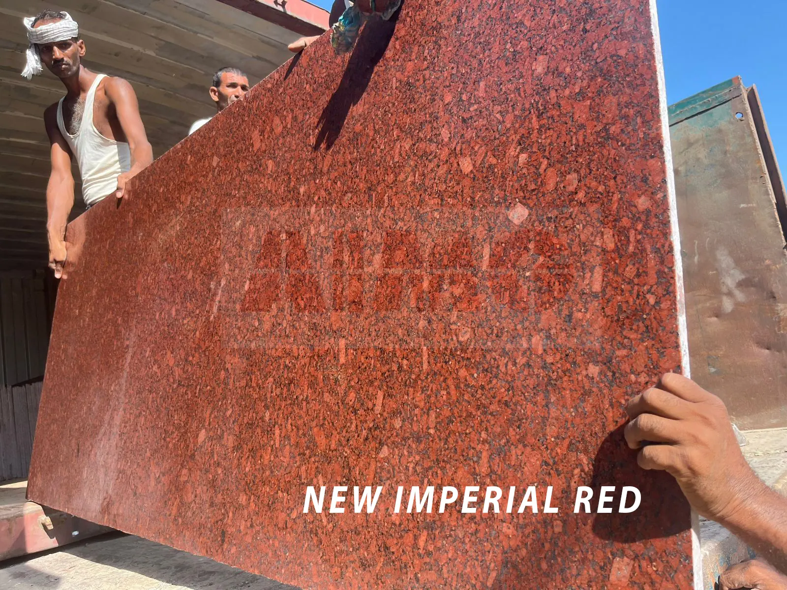 New Imperial Red Granite slab by Aravali Marbles showcasing vibrant deep red mineral formations for luxury kitchen interiors