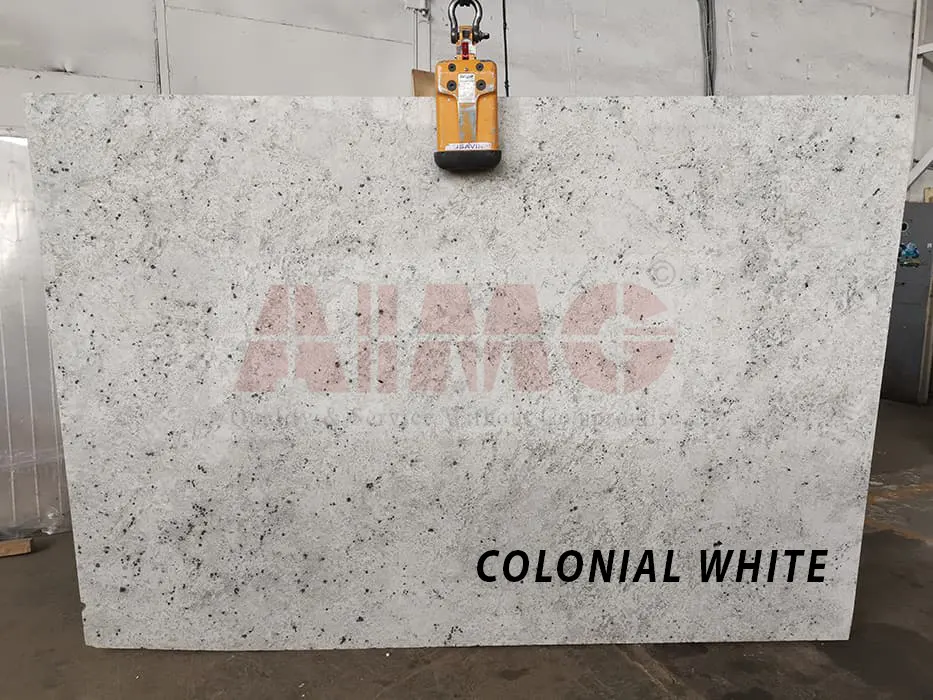 Colonial White Granite by Aravali Marbles with soft white tones and subtle speckled patterns for premium kitchen counter designs