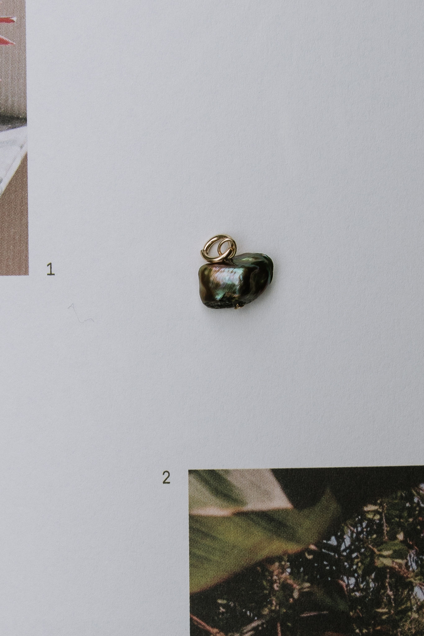 Green Keshi Pearl Charm