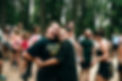 Happy campers embracing during an outdoor activity,