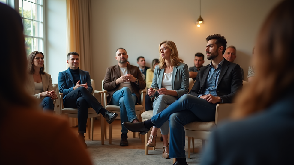 Eye-level view of a community gathering discussing political issues