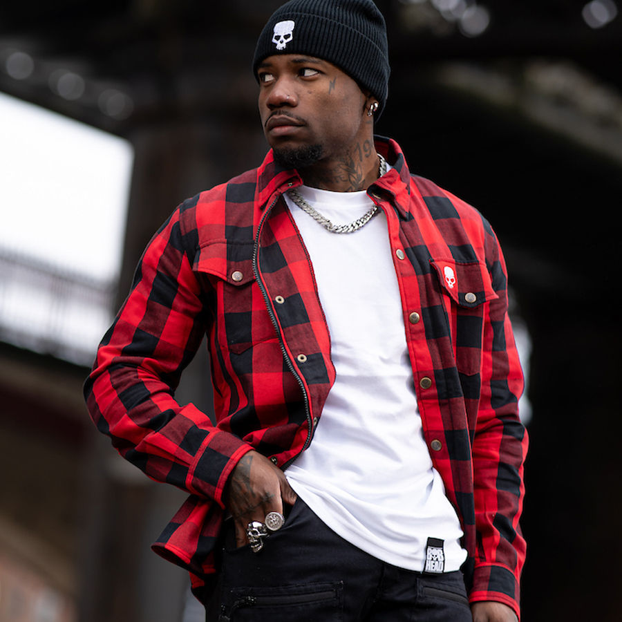 BOBHEAD Lumberjack casual cotton shirt red and black small