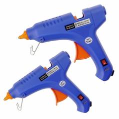 A pair of hot glue guns