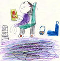 Child's drawing of Margaret Bateson-Hill telling a story