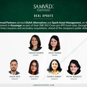 Samvad Partners advised EAAA Alternatives and Spark Asset Management, on their investment in Kusumgar as part of their INR 342 Crore pre-IPO fund-raise