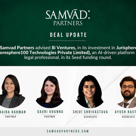 Samvad Partners advised 8i Ventures, in its investment in Jurisphere.ai (Coresphere100 Technologies Private Limited)