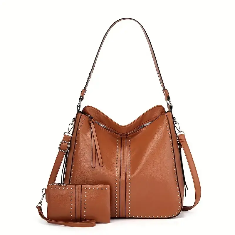Trendy Studded 2-Piece Hobo Bag Set