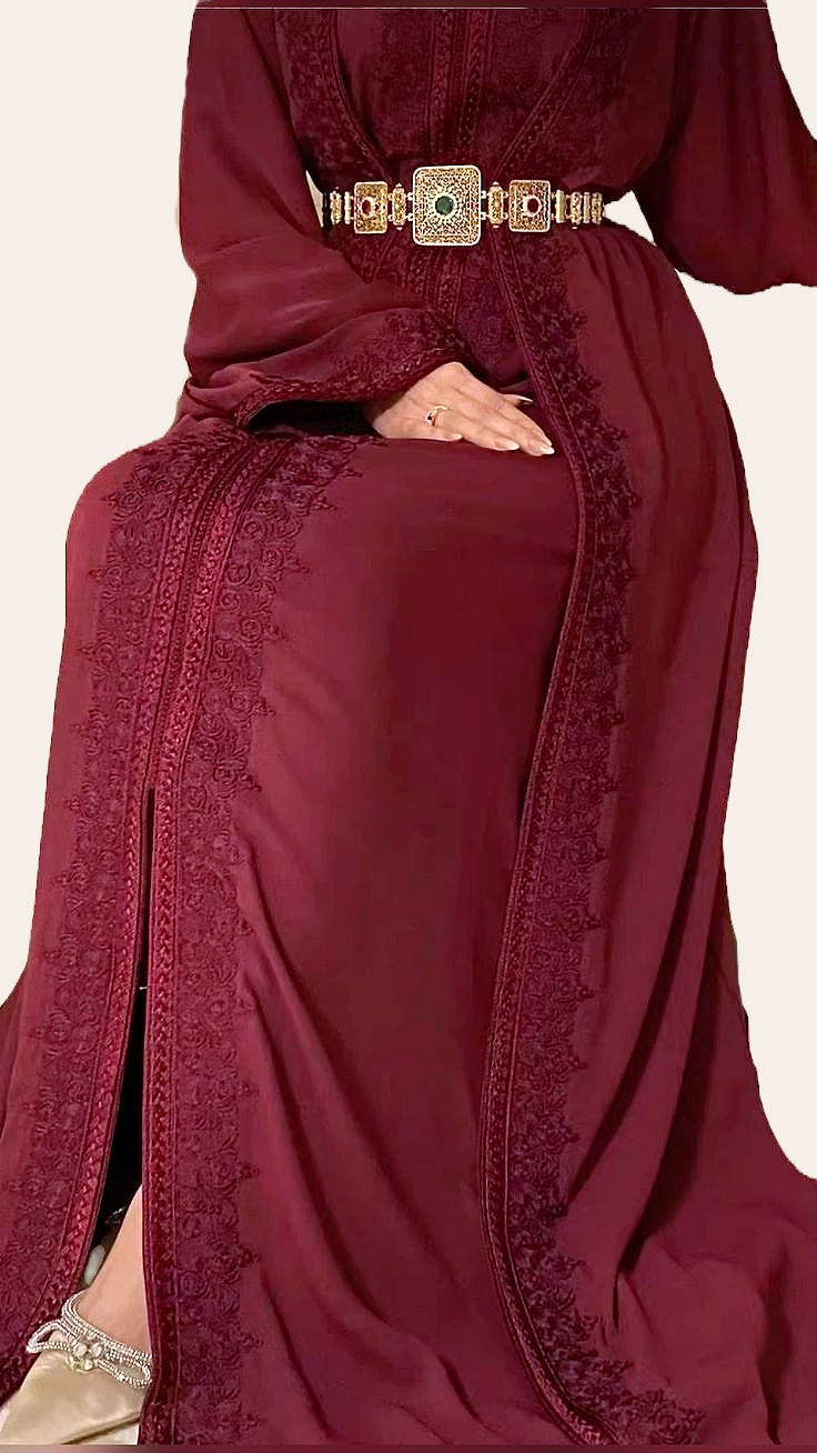 Thumbnail: Maroon Embroidered Kaftan