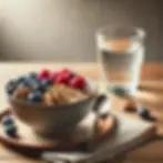 Bowl of oatmeal and berries representing a health breakfast.