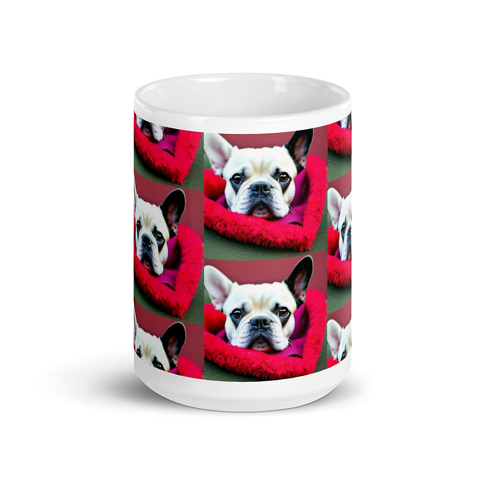 Heart French Bulldog Mug side view