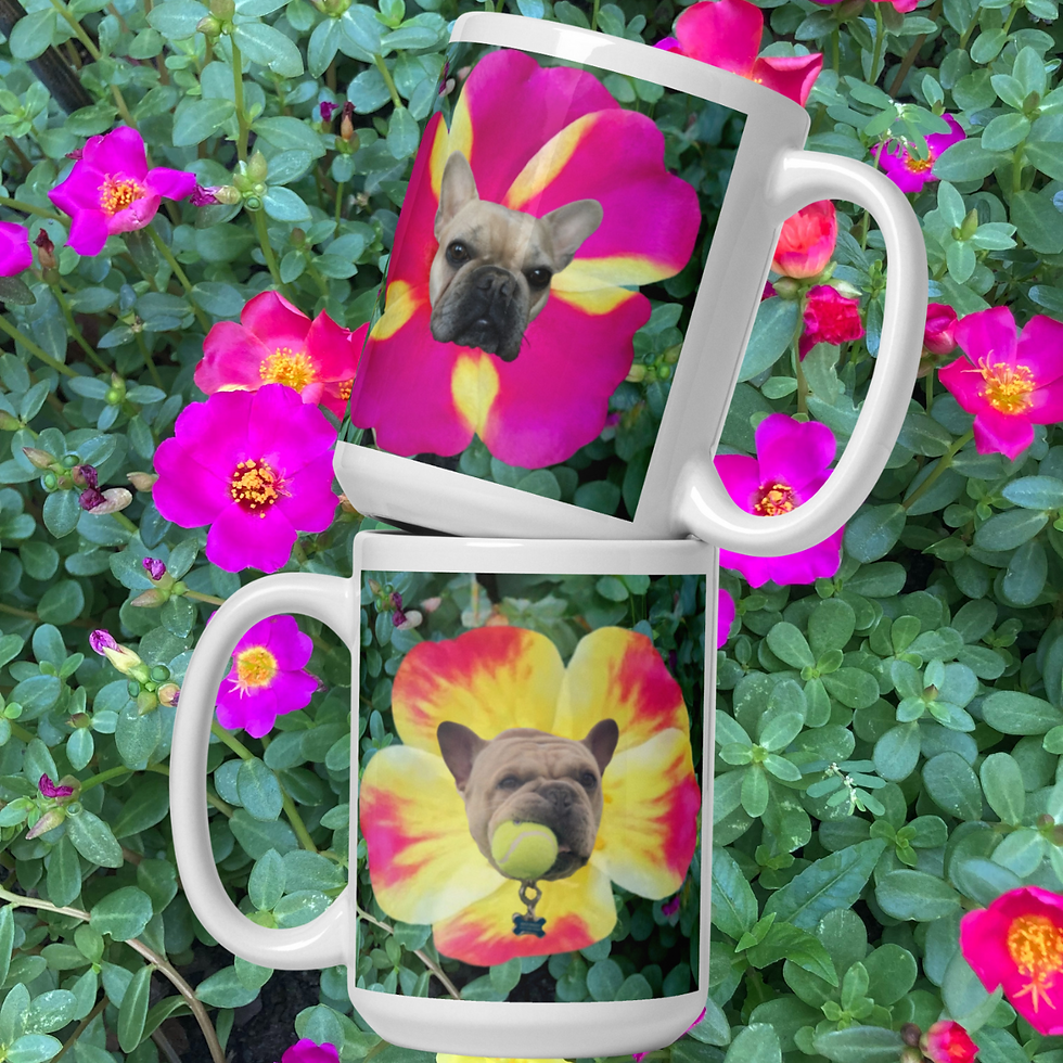 French Bulldog on Flower Mug front and back