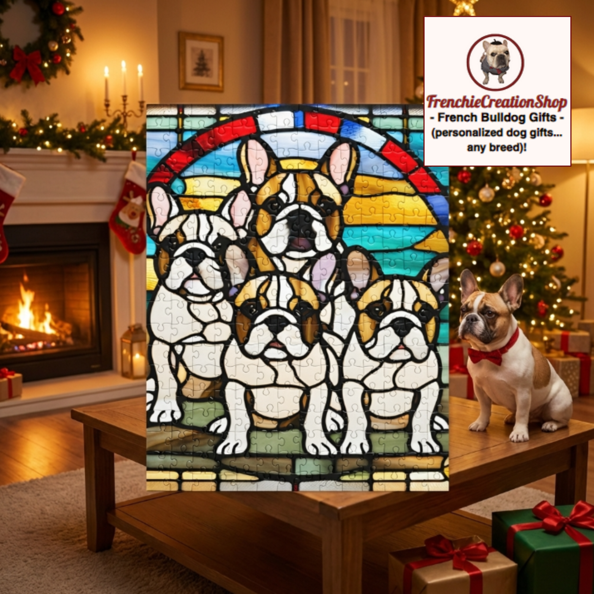Stained Glass French Bulldog puzzle
