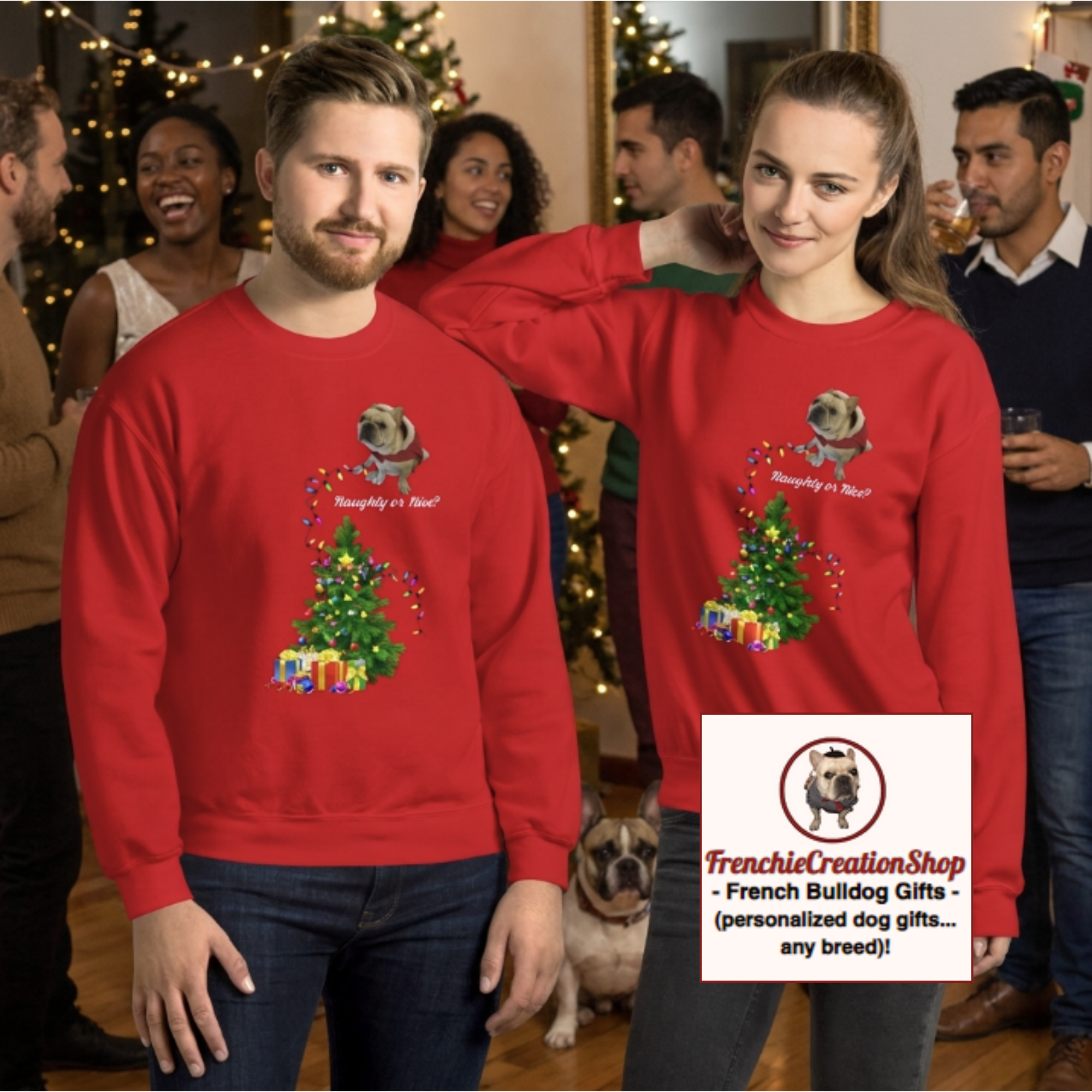 "Naughty or Nice?" Unisex French Bulldog Sweatshirt | Personalized Dog Gifts