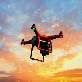 heavy duty drone with LiDAR equipment scanning from above